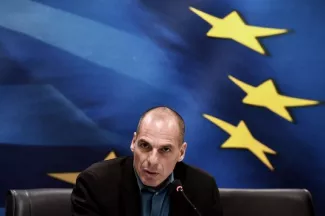 Le ministre grec des finances, Yanis Varoufakis, le 30 janvier à Athènes. | ARIS MESSINIS / AFP


