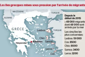 Les îles grecques touristiques sont débordées par l'afflux de migrants Les îles grecques touristiques sont débordées par l'afflux de migrants.