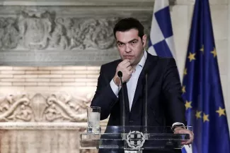 Eviter la faillite de la Grèce,Tsipras y croit A trois jours du sommet européen exceptionnel consacré à la Grèce qui se tiendra lundi soir à Bruxelles, le Premier ministre grec, Alexis Tsipras a tenu vendredi à se montrer rassurant. - AFP PHOTO / ANGELOS TZORTZINIS