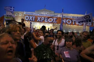 Grèce: plus de 17.000 manifestants disent «non» «au chantage des créanciers» Athènes © Reuters