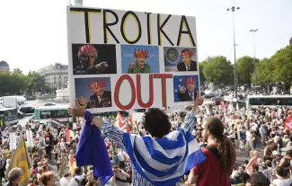 Grèce : les créanciers à Athènes «?d'ici dimanche?» Il y a plus d'un an que les responsables de l'UE, la BCE et le FMI - la «?troïka?» - n'étaient pas venus en Grèce - AFP/ LOIC VENANCE