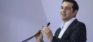 Les défis économiques du prochain gouvernement grec Alexis Tsipras, le 6 septembre à Thessanolique. Crédits photo : Giannis Papanikos /AP