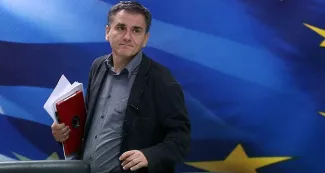 La Grèce annonce la conclusion d'un accord avec ses créanciers européens Athènes annonce la fin de la crise avec ses créanciers européens, se réjouit le ministre grec des Finances Euclide Tsakalotos. - Petros Giannakouris/AP/SIPA