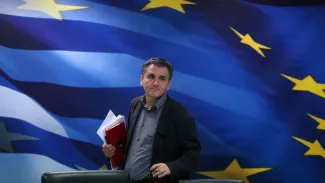 Euclid Tsakalotos, le ministre des Finances grec. Crédits photo : Petros Giannakouris/AP



