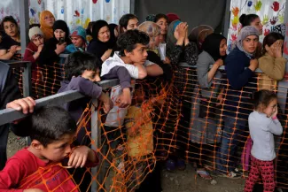 Réfugiés dans le camp grec d'Idomeni, le 12 mai 2016.


