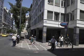 Un centre OAED (organisme du chômage grec, l'équivalent de Pôle Emploi) dans le centre d'Athènes, le 8 juillet 2015.



