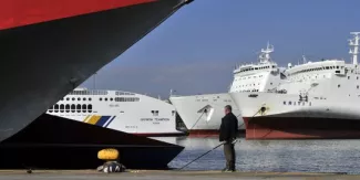 Le port du Pirée près d'Athènes, en octobre 2011.


