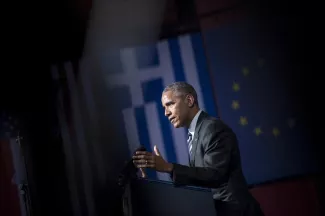 Barack Obama à Athène, mercredi.


