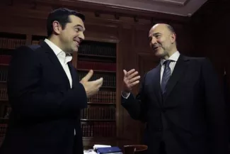 Pierre Moscovici « optimiste » sur la possibilité d'un accord entre Athènes et ses créanciers Pierre Moscovici « optimiste » sur la possibilité d'un accord entre Athènes et ses créanciers.