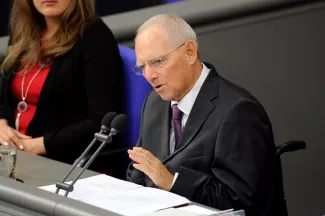 Wolfgang Schäuble vient d'être élu président du Parlement allemand. (Mardi 24 octobre 2017) Image: AFP


