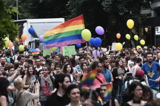 Lors de la Gay Pride à Thessalonique, le 17 juin 2017.



