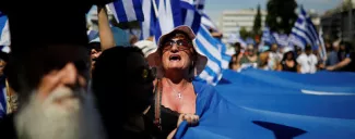 Le Parlement grec, champ de bataille autour de l'accord sur le nom de Macédoine Manifestation contre l'accord sur le nom de la Macédoine © Alkis Konstantinidis
