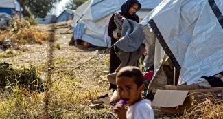 Syriens et Irakiens représentent 60 % des arrivées dans les îles grecques depuis le début de l'année. Ici début mai dans le camp de Moria, sur l'île grecque de Lesbos - Dimitris Kapantais/Inti/SIPA


