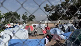 Migrations: 2.500 mineurs non accompagnés en Grèce en "situation périlleuse" Camp de réfugiés à l'ouest de Thessalonique dans le nord de la Grèce, le 23 mai 2018
