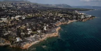 La localité de Mati, sur la côte orientale d'Athènes, a été ravagée par les flammes cette semaine.@ SAVVAS KARMANIOLAS / AFP


