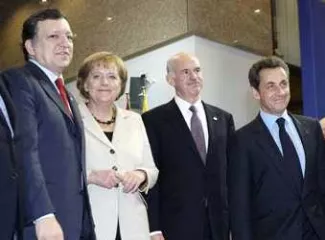José Barosso, Angela Merkel, Georges Papandreou et Nicolas Sarkozy