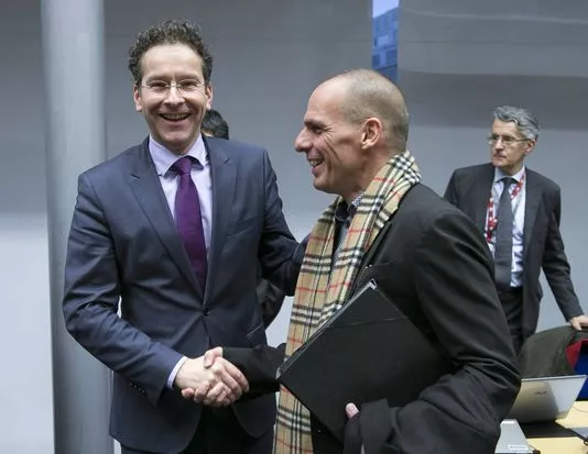 Jeroen Dijsselbloem et Yanis Varoufakis à Bruxelles mercredi.



