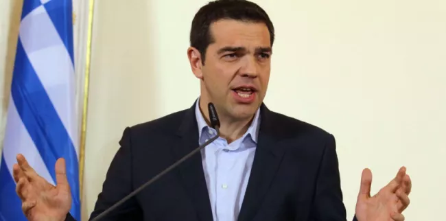 Le Premier ministre grec Alexis Tsipras, lundi 9 février 2015. (RonaldZak/AP/SIPA)


