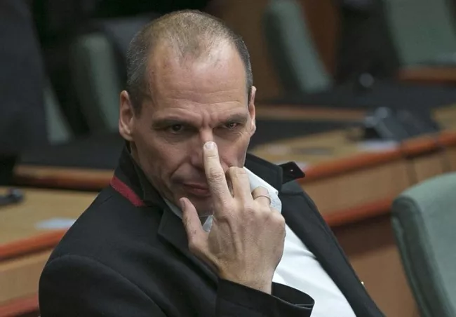 Yánis Varoufákis, le ministre grec des Finances, le 20 février, à Bruxelles. (Photo Yves Herman. Reuters)


