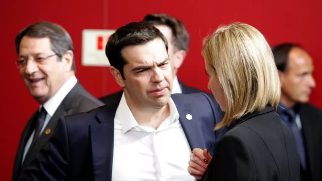 Alexis Tsipras et Federica Mogherini, 2e vice-présidente de la Commission européenne, le 25 juin, à Bruxelles. Crédits photo : Francois Walschaerts/AP


