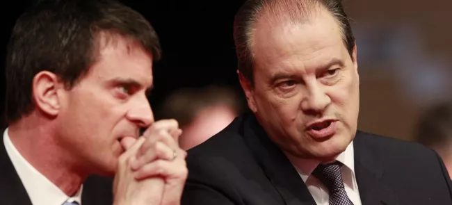 Le premier ministre Manuel Valls et le premier secrétaire du PS, Jean-Christophe Cambadélis, à Poitiers, le 6 juin. Crédits photo : Sébastien SORIANO/Le Figaro


