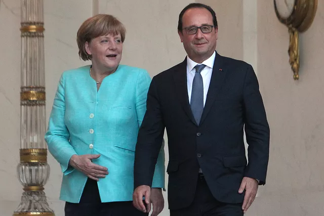 La réunion de la chancelière allemande et du président de la République devait aussi montrer que «l'entente entre la France et l'Allemagne reste la méthode qui fonctionne le mieux pour l'Europe". Image: BERTRAND GUAY/AFP


