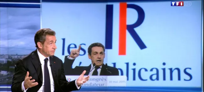 Nicolas Sarkozy sur le plateau du journal de 20 heures de TF1.


