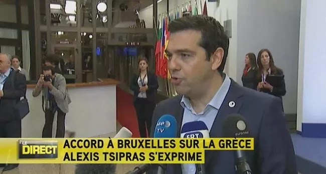 "L'accord est susceptible de produire de nouveaux investissements pour aider le pays à sortir de la récession et éviter un effondrement de son système bancaire", a assuré Alexis Tsipras - Capture d\'écran


