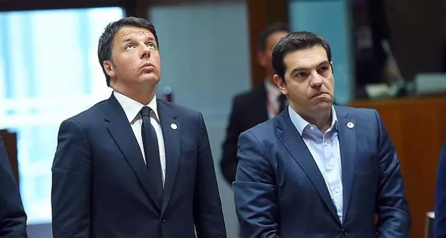 Matteo Renzi, le président du Conseil italien, et Aléxis Tsípras, le Premier ministre grec. - Photo Emmanuel Dunand / AFP


