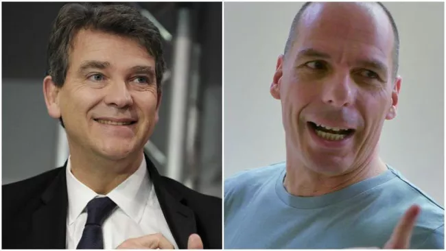 Arnaud Montebourg et Yanis Varoufakis.


