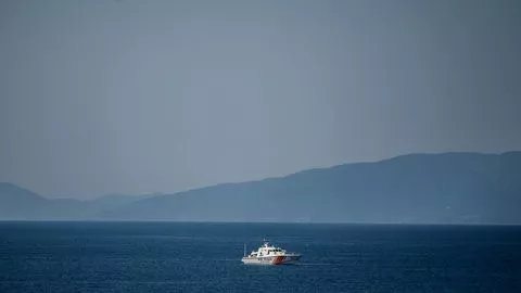 Un bateau des gardes-côtes turcs en patrouille, le 4 avril 2016.



