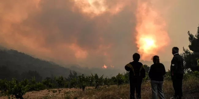 Grèce: les pompiers luttent encore contre l'incendie de Geraneia, "une catastrophe écologique".