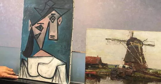 Grèce : le tableau de Picasso retrouvé tombe en pleine conférence de presse.
