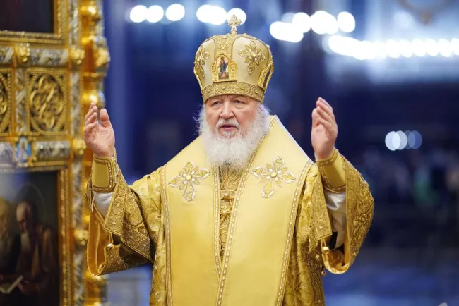 Le patriarche de l'Église orthodoxe, Kirill, à Moscou, en Russie, le 27 février 2022.  PHOTO / IGOR PALKIN / RUSSIAN ORTHODOX CHURCH PRESS SERVICE VIA AFP


