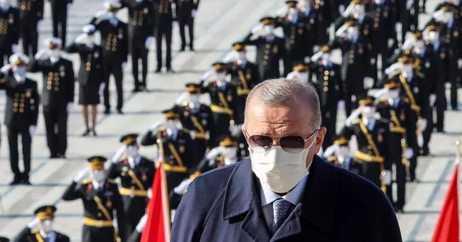 Le président turc Recep Tayyip Erdogan lors d'une cérémonie, le 29 octobre 2021 à Ankara. ADEM ALTAN / AFP


