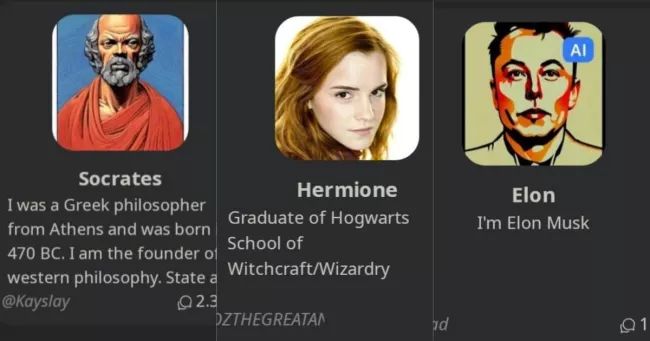 Discuter avec un bot d'Elon Musk, de Socrate ou d'Hermione Granger : quand l'IA donne accès aux célébrités.