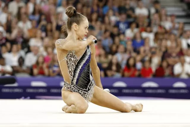 La gymnaste chypriote Vera Tugolukova lors des JO de Paris 2024.