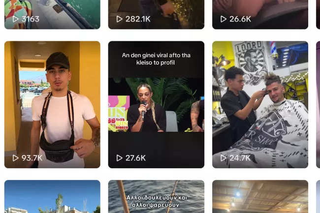 Capture d'écran du compte TikTok de Stef Tony, (@stef_tony), un artiste rom de Menidi, dans la banlieue d'Athènes. TIK TOK @STEF_TONY