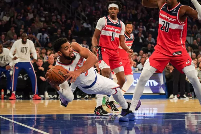 Karl-Anthony Towns a porté les Knicks face à Washington (Lucas Boland/Imagn images via reuters connect)