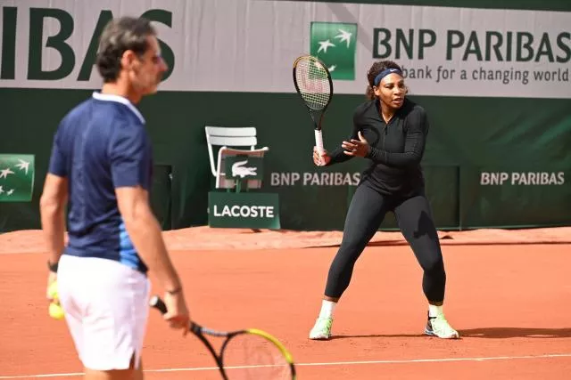 Patrick Mouratgolou et Serena Williams, à Roland-Garros, il y a cinq ans. (P. Lahalle/L'Équipe)