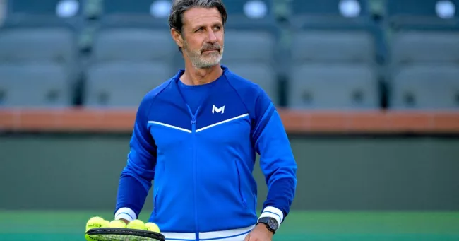 Patrick Mouratoglou, alors coach de la japonaise Naomi Osaka lors du tournoi d'Indian Wells, aux États-Unis, le 2 mars 2025. Jayne Kamin-Oncea / IMAGN IMAGES via Reuters Connect