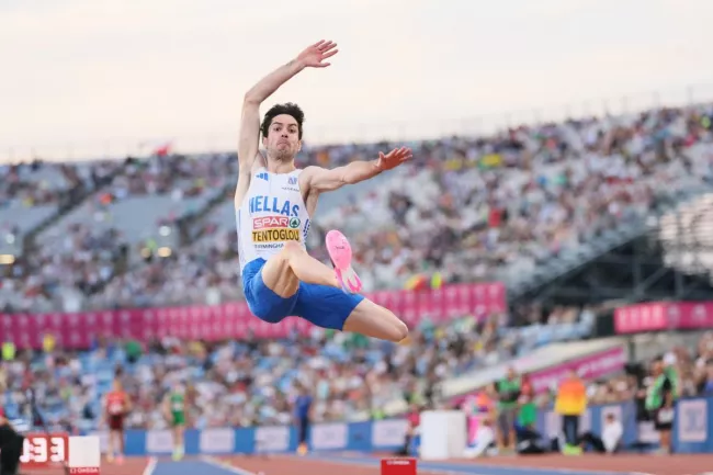 Militiadis Tentoglou a terminé premier du concours de saut en longueur ce mardi. (S. Boué/L'Équipe)
