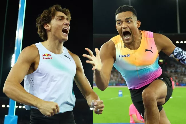 Deux hommes à plus de 6,20 m à la perche, une première : nouveau duel fantastique entre Armand Duplantis et Emmanouil Karalis à Zurich.