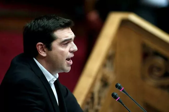 Le candidat de gauche Alexis Tsipras ne veut pas «?effacer?» la dette mais la «?renégocier?» AFP PHOTO/ANGELOS TZORTZINIS


