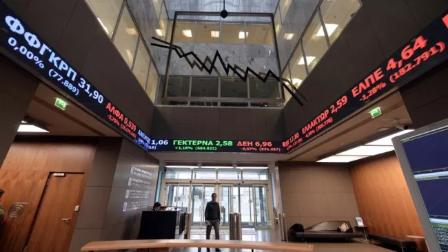 La bourse d'Athènes. Crédits photo : LOUISA GOULIAMAKI/AFP


