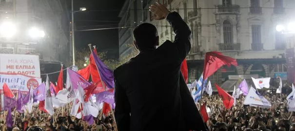 Le président de Syriza, Alexis Tsipras lors d'un meeting de campagne dans le centre d'Athènes, le 22 janvier 2015, à trois jours de l'élection.


