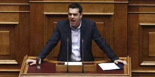 Alexis Tsipras livrant son discours de politique générale devant le Parlement grec, mardi soir.


