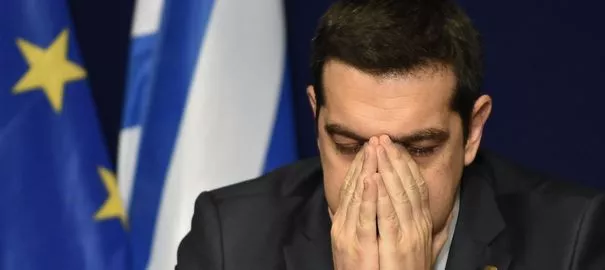 Le Premier ministre grec Alexis Tsipras lors d'une conférence de presse le 12 février 2015 à Bruxelles.


