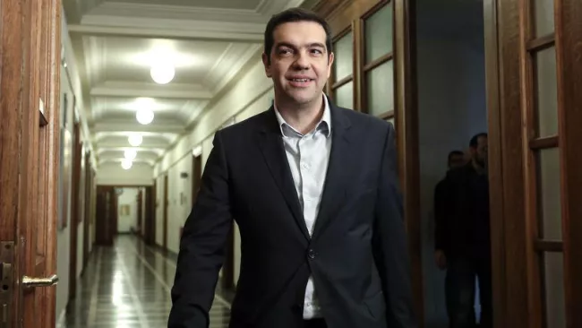 Le premier ministre Alexis Tsipras le 21 février en pleine discussion sur les réformes au Parlement à Athènes. Crédits photo : Kostas Baltas/AP


