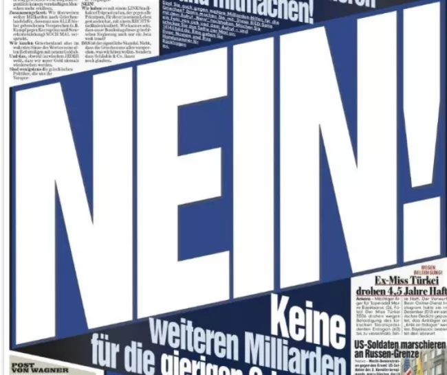 «Bild» enjoint ses lecteurs à dire «nein» à la Grèce (DR)


